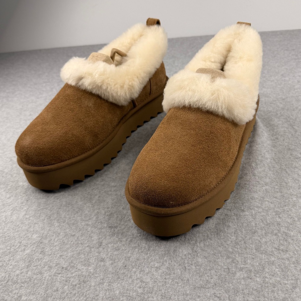 UGG W I-Nita Platform Suede Slippers Chestnut Brown 1166733 Womens 10 NEW